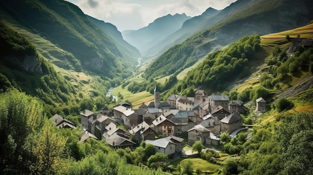 Un village dans les montagnes de la région