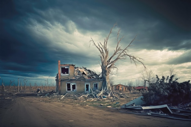 Village détruit par un ouragan