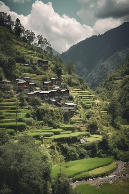 Un village à flanc de montagne