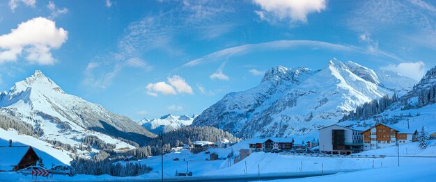 Photo village de montagne d'hiver autriche tirol haselgehr