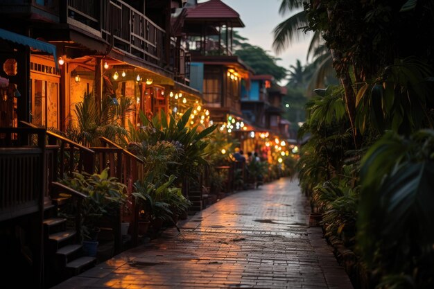 Village de pêcheurs au bord de la mer en Thaïlande charme traditionnel génératif IA