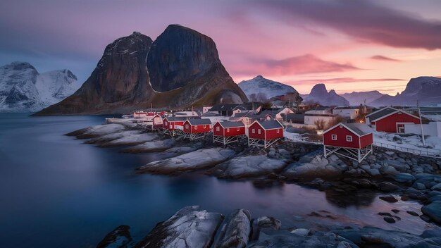 Photo le village de pêcheurs de hamnoy sur les îles lofoten, en norvège