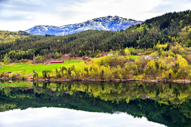 Photo le village de plaine entre mer du nord et montagnes