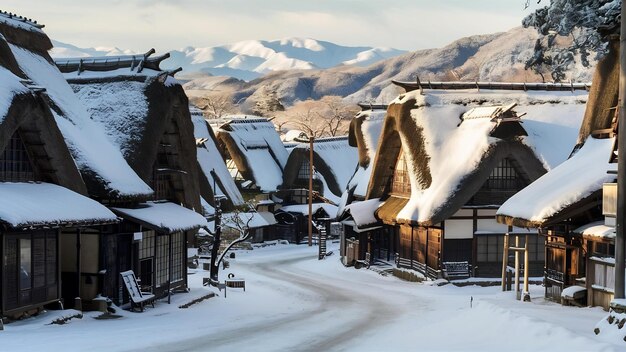 Le village de Shirakawago en hiver au Japon