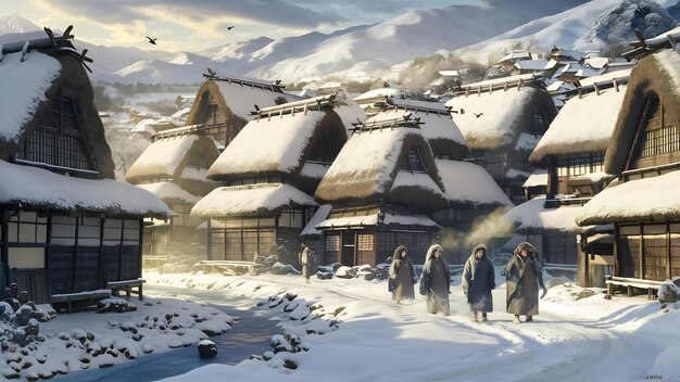 Le village de Shirakawago en hiver au Japon