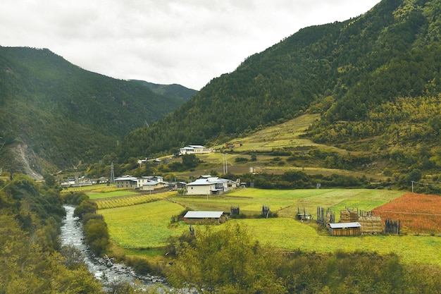 Village tibétain à la campagne