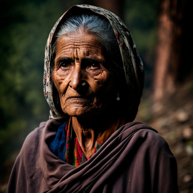 Un villageois indien lors d'un rassemblement dans les forêts de l'Himachal Pradesh ai génératif