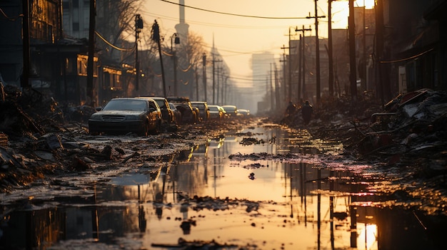 ville abandonnée le soir