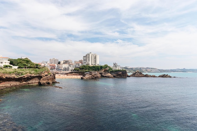 La ville de Biarritz à partir de rochers Rocher de la Vierge PyreneesAtlantiques département Pays Basque français