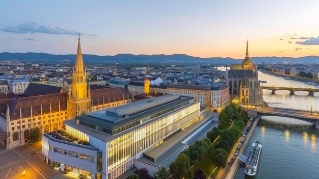 la ville de Budapest en Hongrie au coucher du soleil