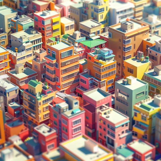 Photo une ville colorée avec de nombreux bâtiments et un rouge qui dit le mot sur elle