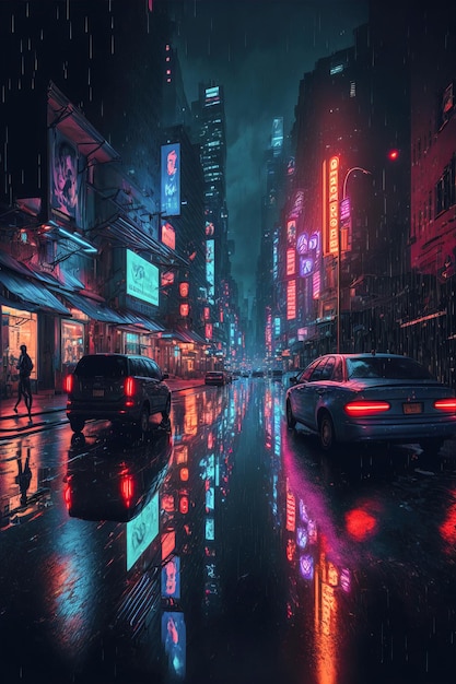 Ville cyberpunk IA générative