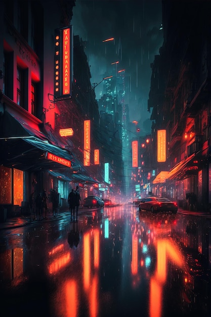 Ville cyberpunk IA générative