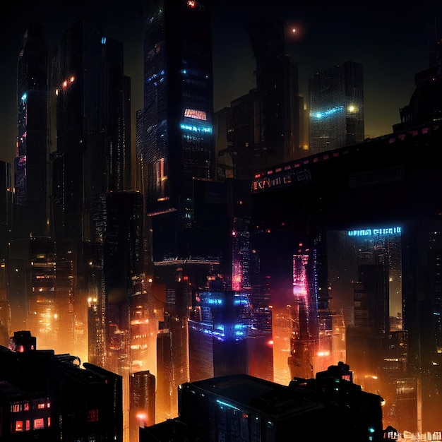 ville cyberpunk la nuit