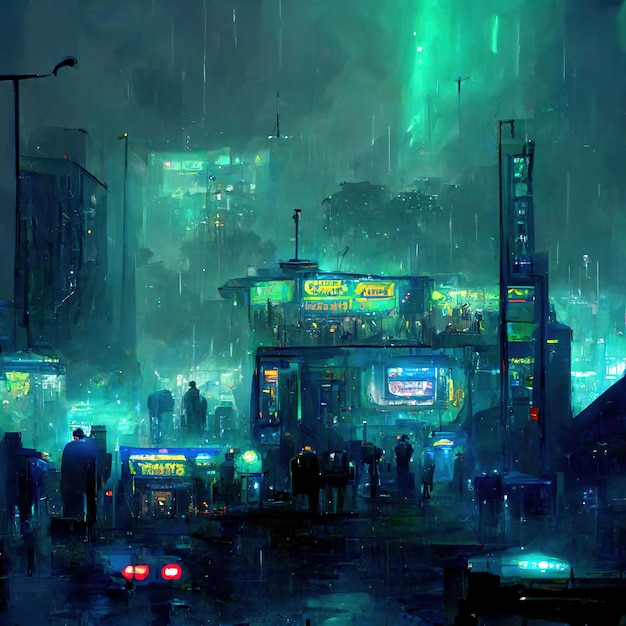 ville cyberpunk la nuit