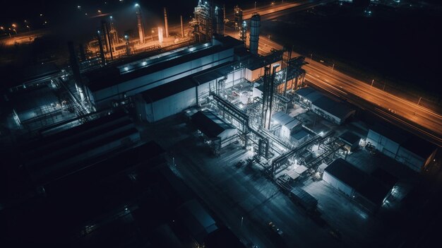 ville dans la nuit lumières de fond IA générative