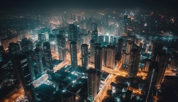 ville dans la ville lumières dans la nuit lumières générative AI
