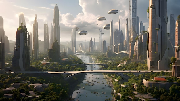 La ville du futur gratte-ciel paysage futur du monde