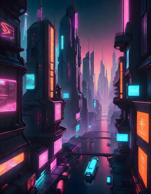 La ville du néon cyberpunk