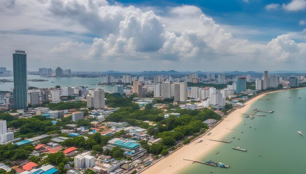 Photo une ville est une belle ville avec une plage et une ville