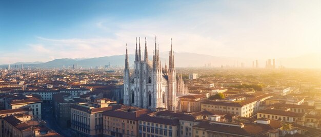 Photo une ville est une cathédrale située dans la ville