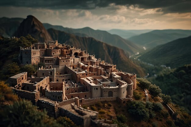 Une ville est un village sur un flanc de montagne.