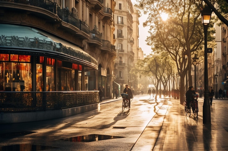 Photo une ville est une ville avec quelques personnes dans les rues.