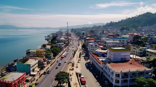 Photo une ville est une ville avec vue sur la mer.