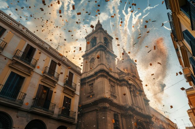 Photo la ville des feux d'artifice et des pétards