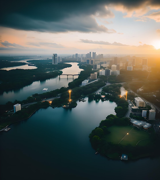 Photo une ville futuriste écologique, verte et non polluante