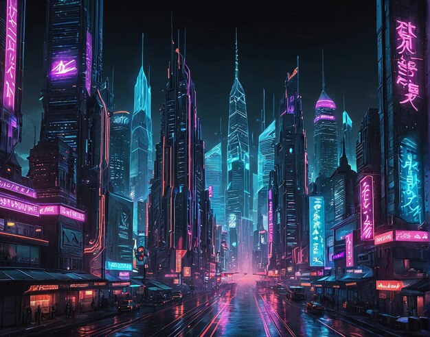 une ville futuriste la nuit