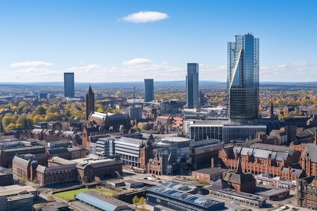 Photo une ville avec un grand bâtiment et un grand bâtiment en arrière-plan