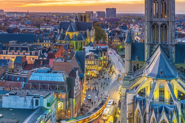 Ville historique du paysage urbain du centre-ville de Gand en Belgique
