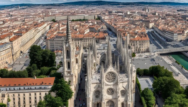 Photo une ville avec une horloge au sommet