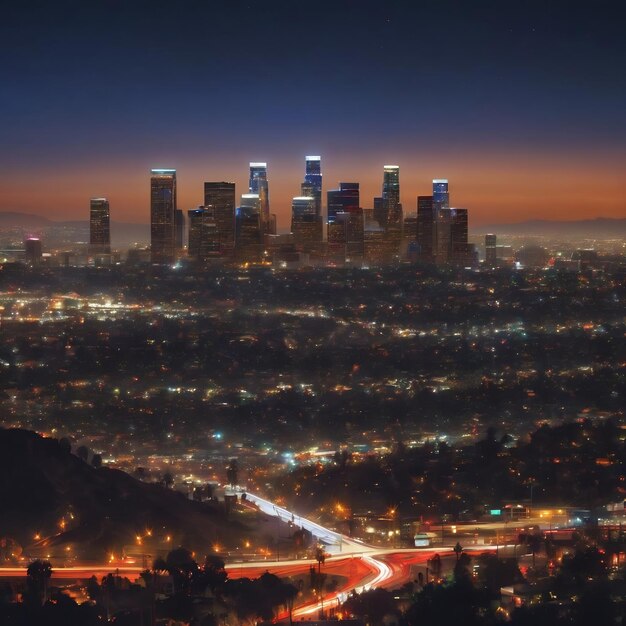 La ville de Los Angeles est en pleine nuit.