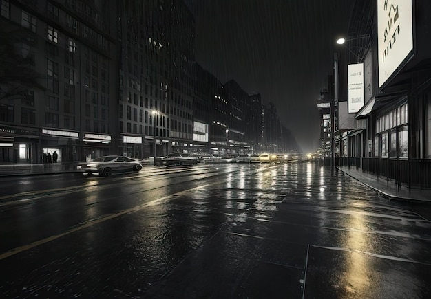 Ville avec mouvement et pluie la nuit