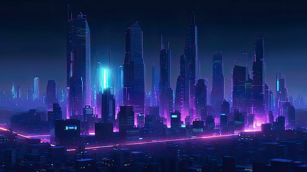 Une ville avec des néons et une enseigne au néon qui dit "cyberpunk"