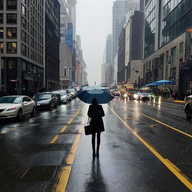 La ville de New York est pluvieuse.