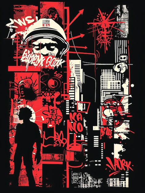 La ville de New York avec la scène de l'art de rue et les peintures murales de graffiti Collage de banque Contraste Concept Design Art