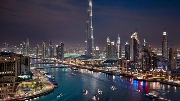 La ville nocturne de Dubaï