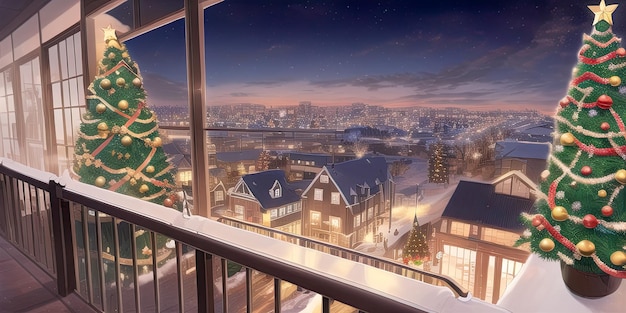 Ville de noël en décembre illustration concept art