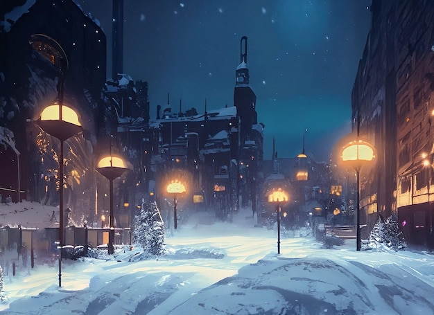 ville de nuit d'hiver