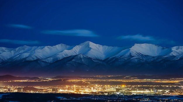 Photo une ville la nuit avec les lumières allumées