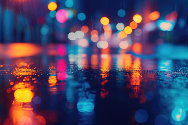 La ville de nuit avec des reflets au néon et des arrière-plans abstraits sombres