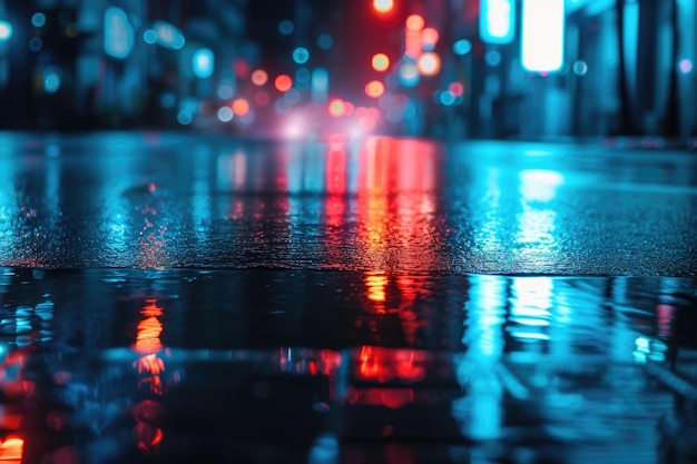 La ville de nuit avec des reflets au néon et des arrière-plans abstraits sombres