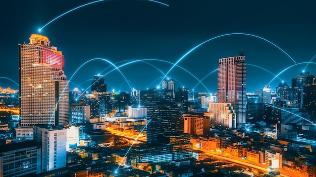 Ville numérique intelligente avec réciprocité de réseau de connexion sur le paysage urbain