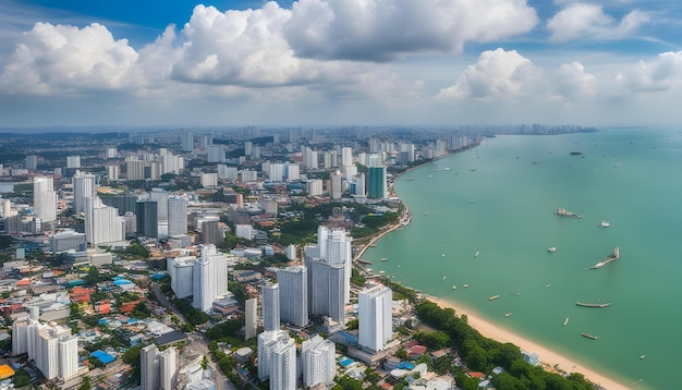 Photo une ville avec une plage et une ville en arrière-plan