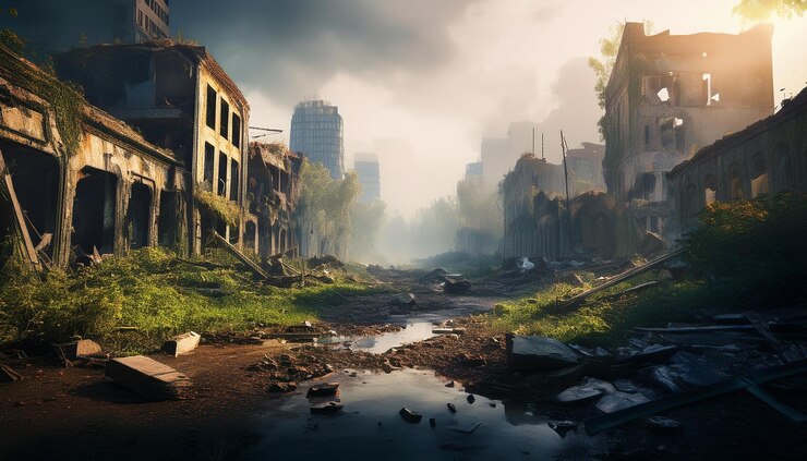Photo une ville avec une rivière qui la traverse.