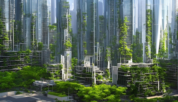 Une ville avec une ville verte et le mot vert dessus Generated AI