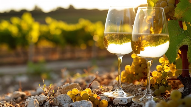 Vin blanc français provenant de vignobles de la région de Bourgogne connue pour son terroir de silex